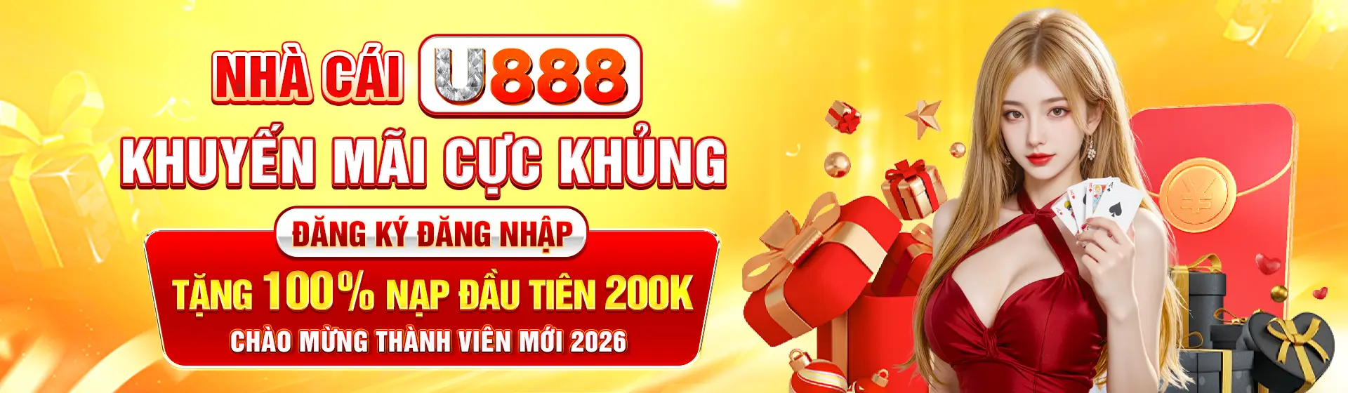 Nhà cái U888 khuyến mãi cực khủng đăng ký đăng nhập tặng 100% nạp đầu tiên 200k chào mừng thành viên mới 2026